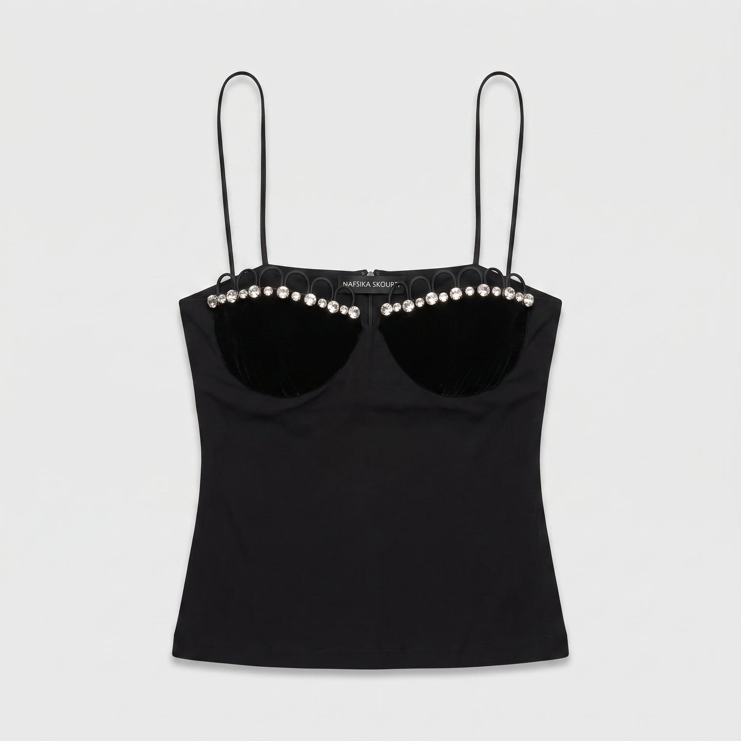 Embellished Velvet Bustier Top