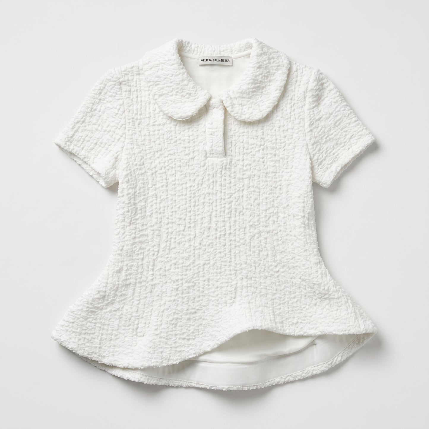 Textured Collared Peplum Top