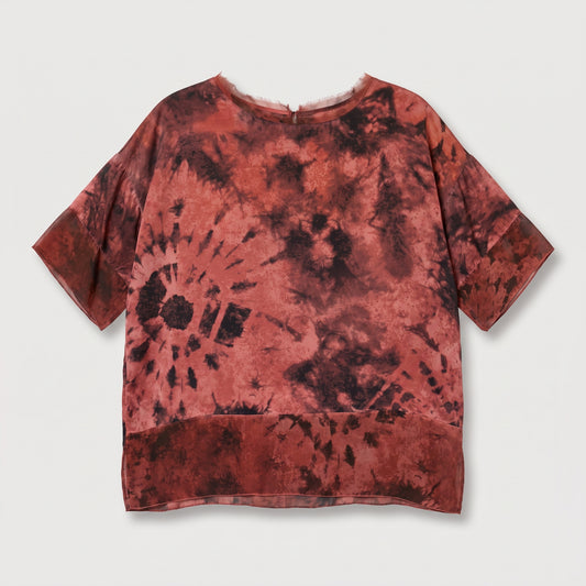 Abstract Tie-Dye Silk Blouse