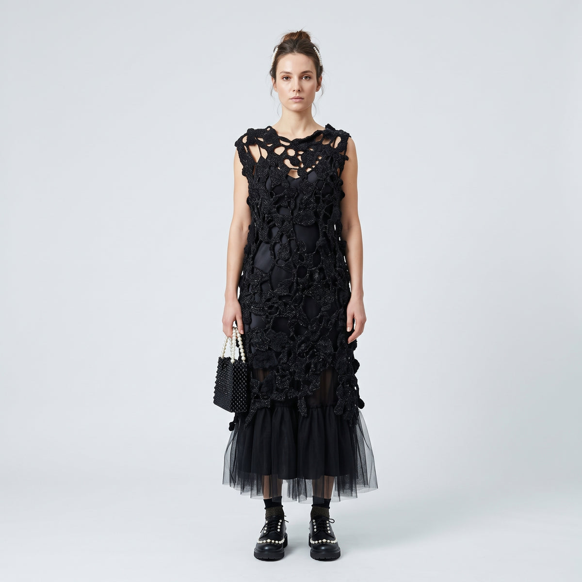 Embellished Floral Appliqué Sleeveless Top