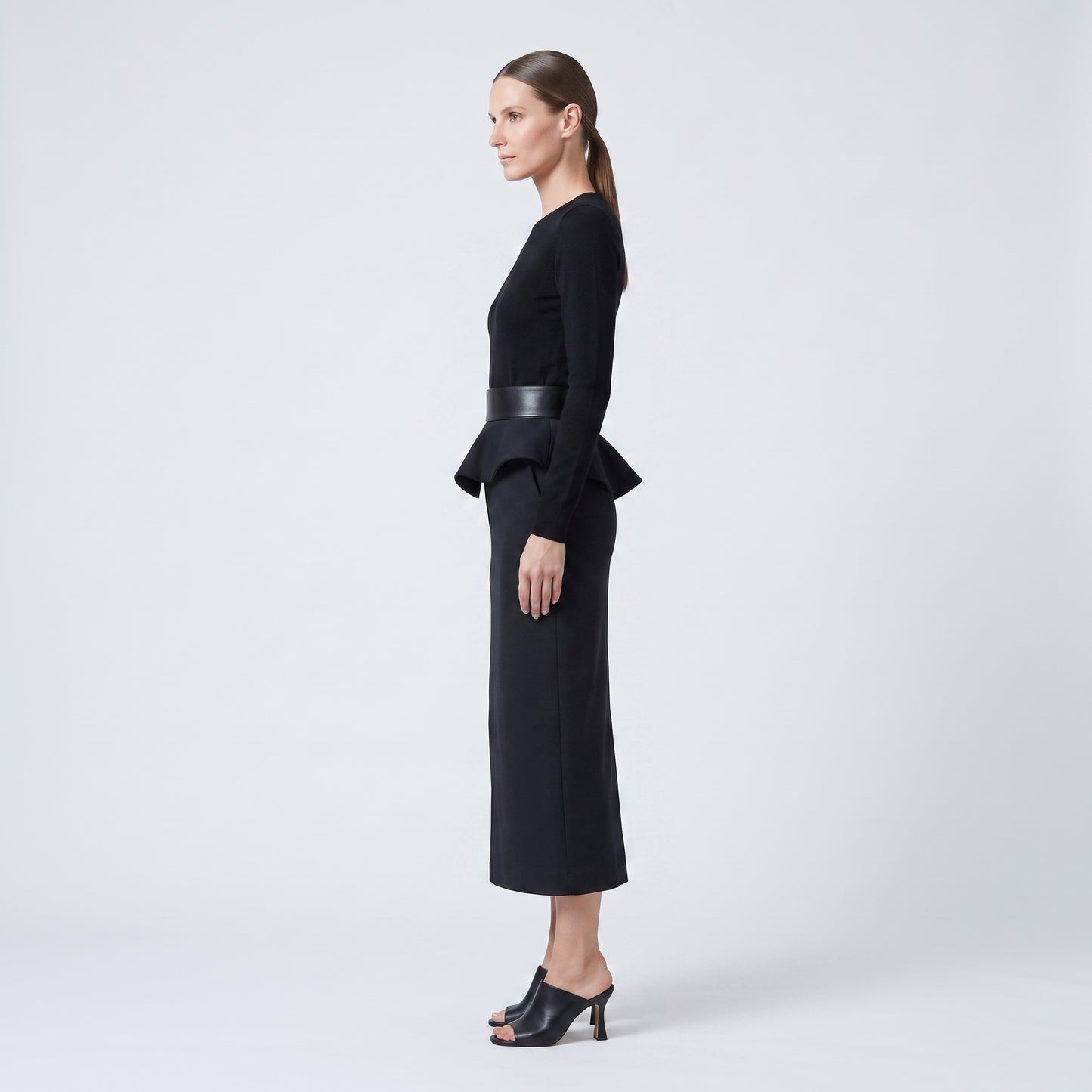Structured Fold-Over Midi Skirt