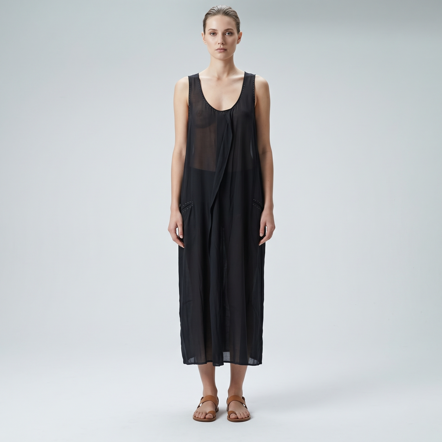 Sheer Black Sleeveless Tunic