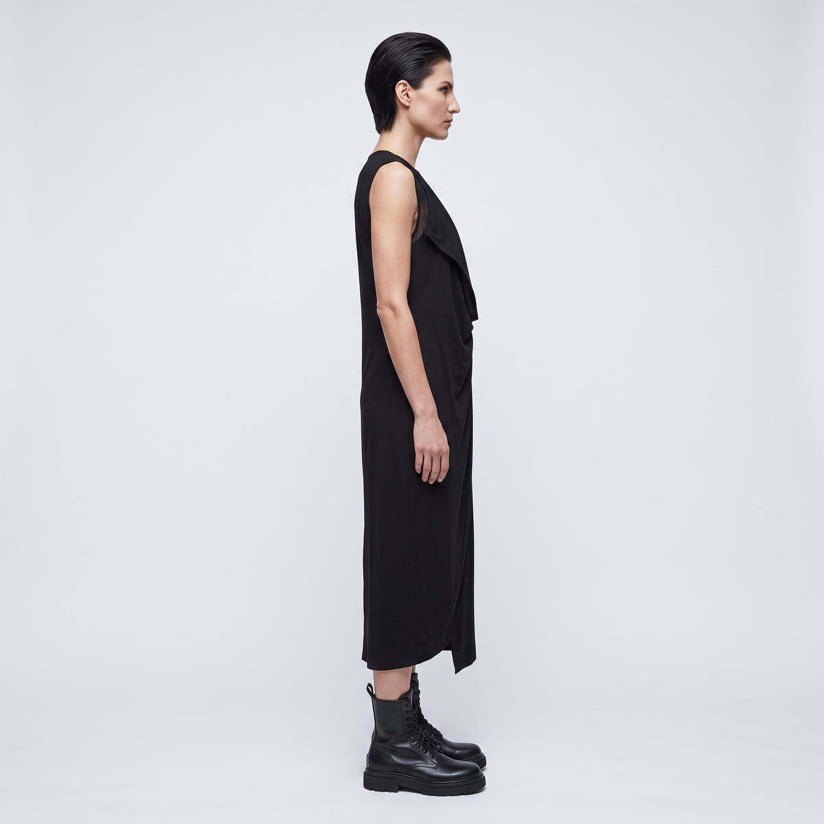 Asymmetric Sleeveless Jersey Dress