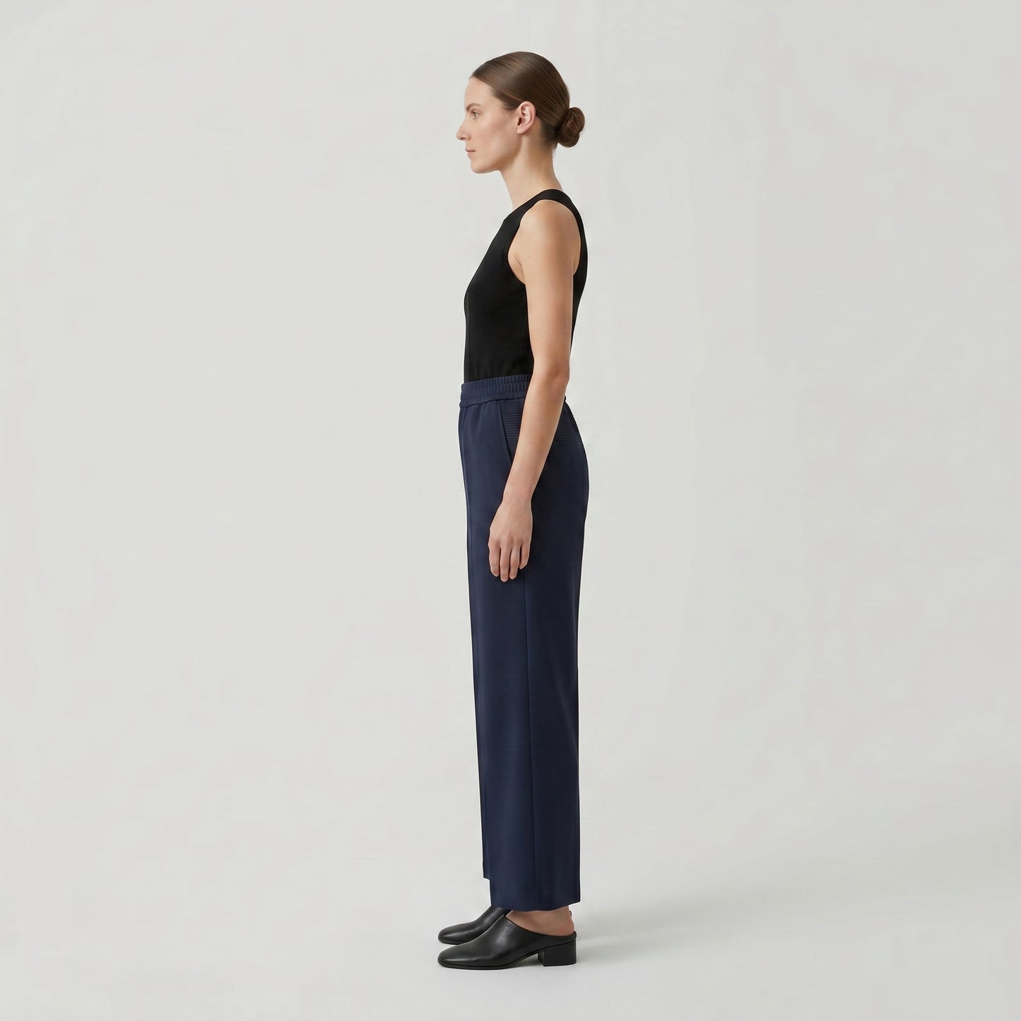 Tailored Navy Wide-Leg Trousers