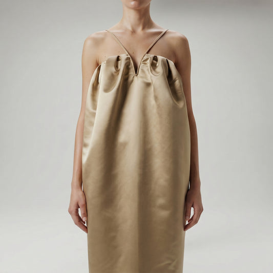 Satin Cross-Strap Midi Dress