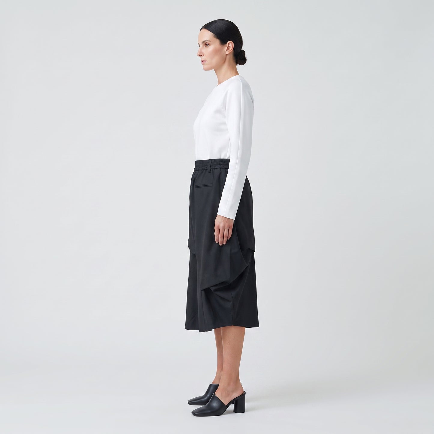 Asymmetric Tailored Wrap Skirt