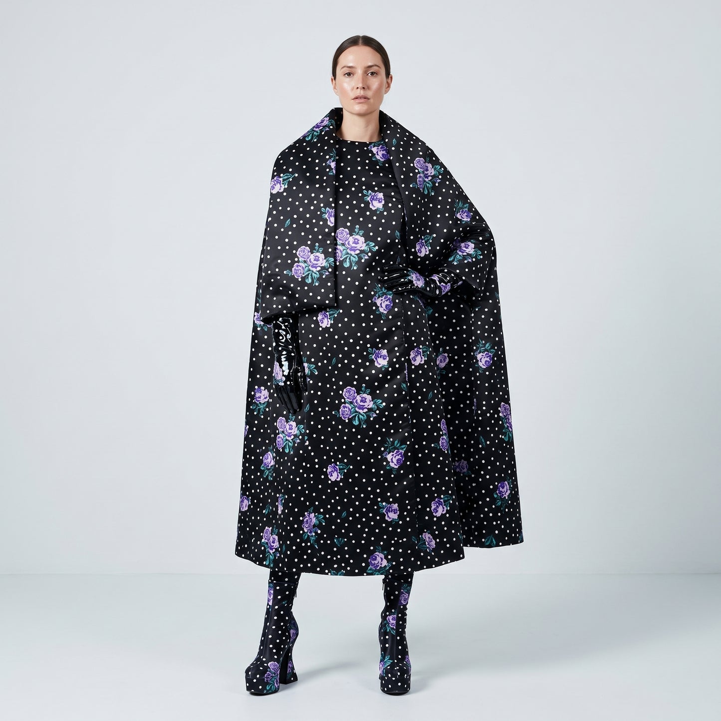 Floral Polka Dot Silk Coat