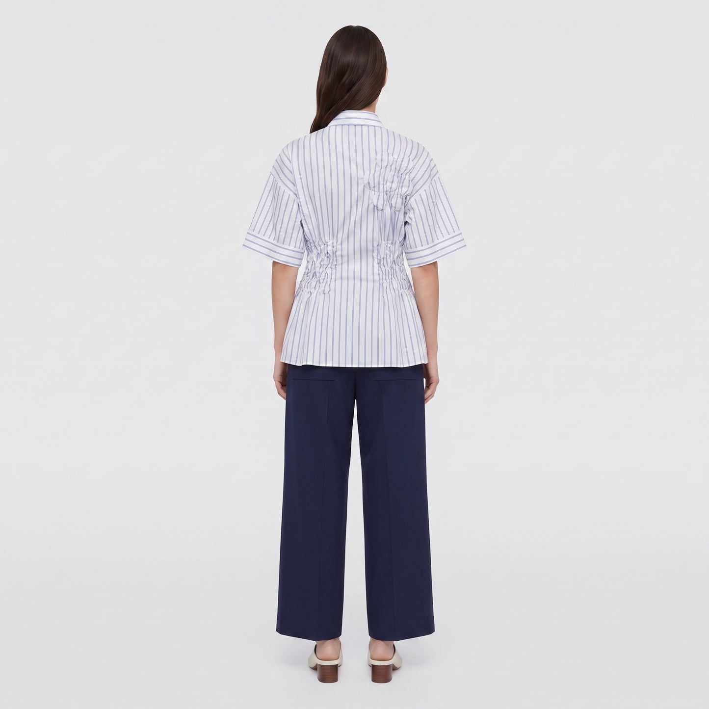 Ruched Waist Striped Shirt