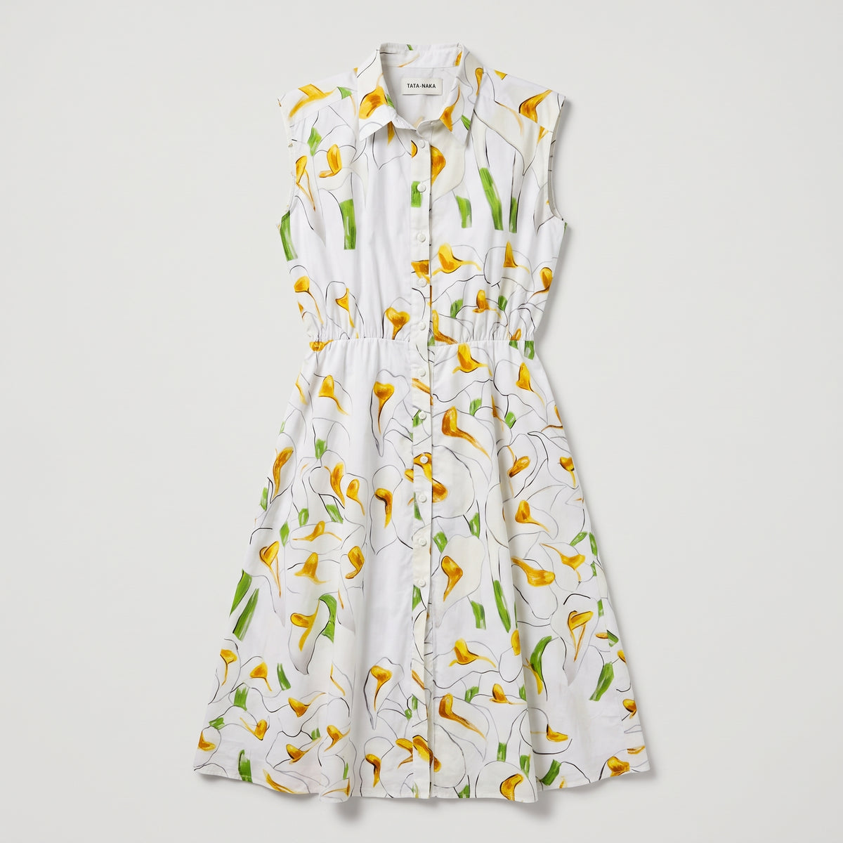 Floral Print Sleeveless Shirt Dress