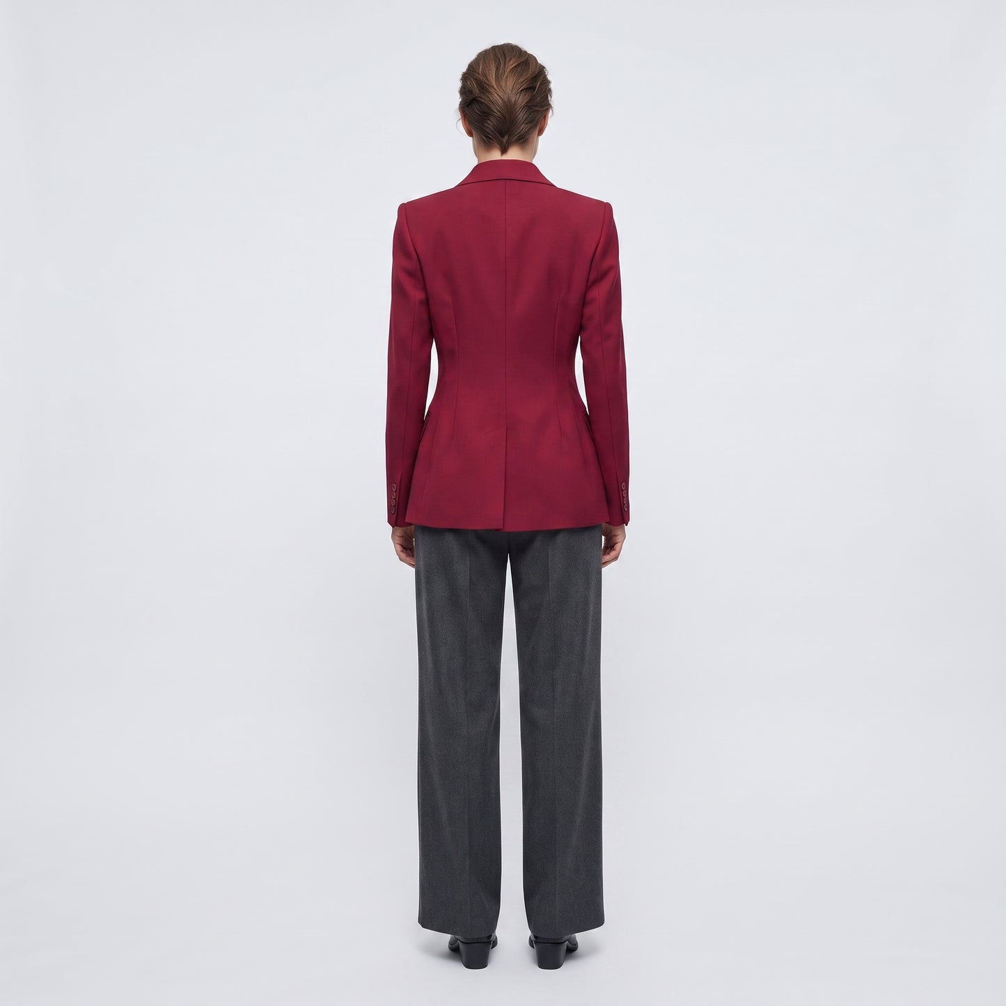 Tailored Burgundy Single-Button Blazer