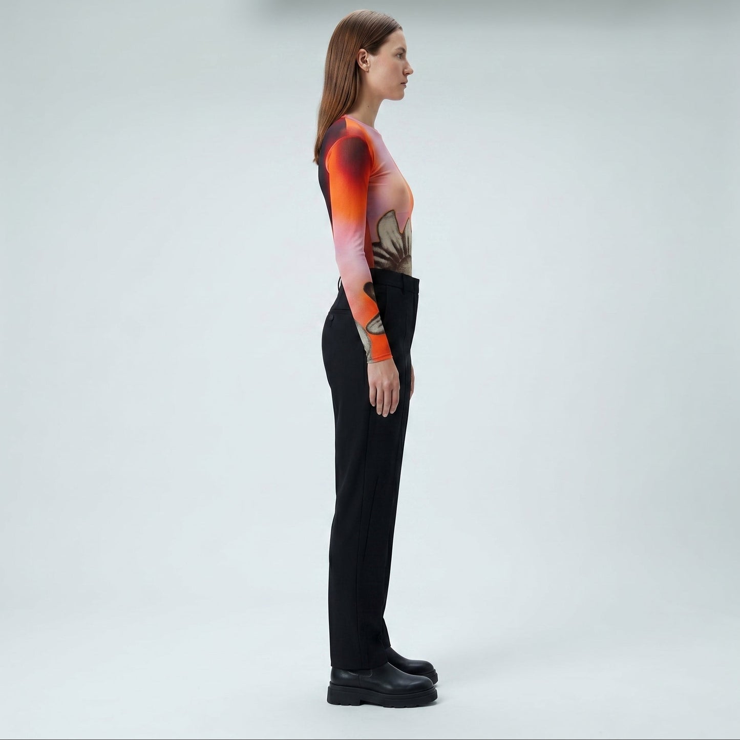 Abstract Floral Mesh Long Sleeve