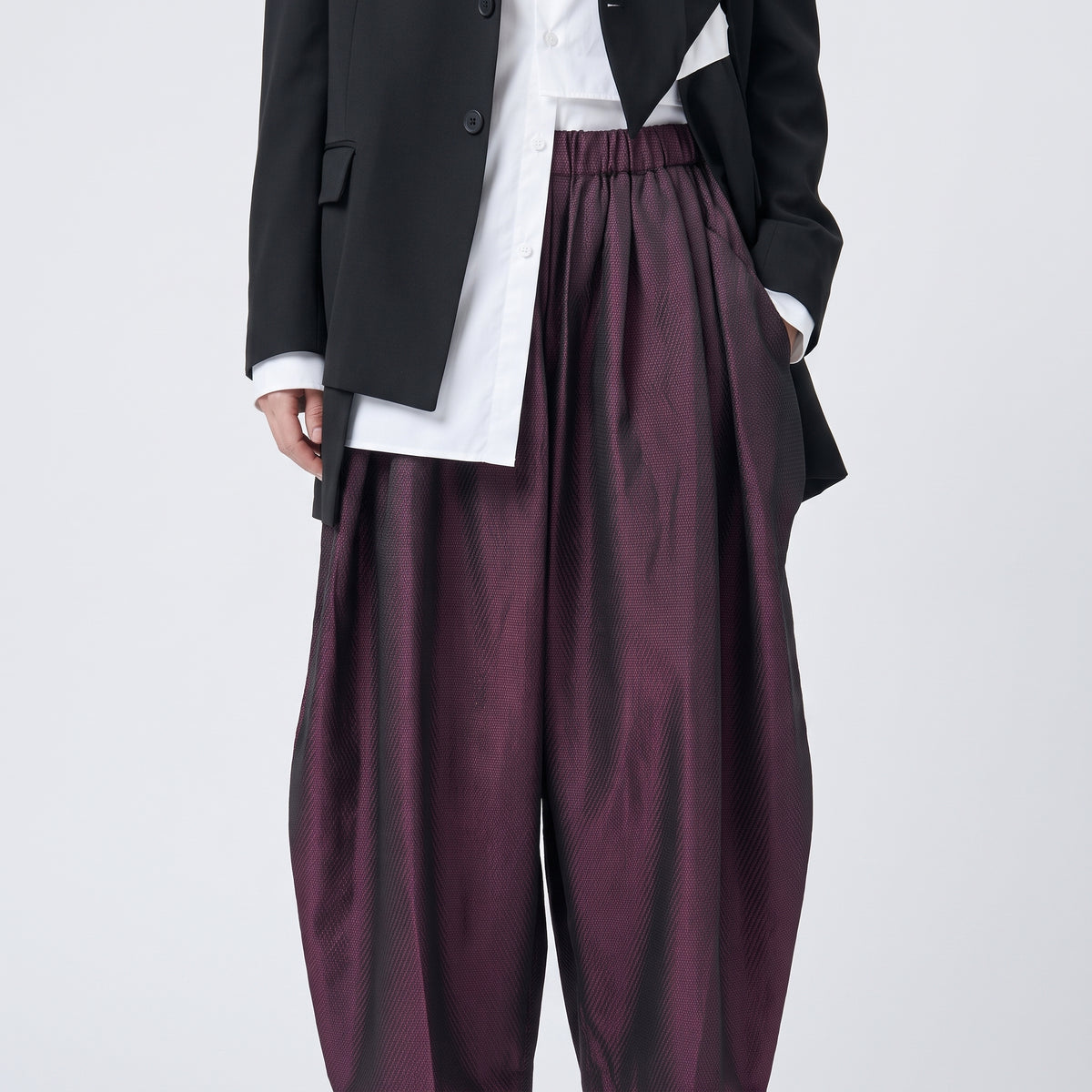 Pleated Plum Barrel Trousers