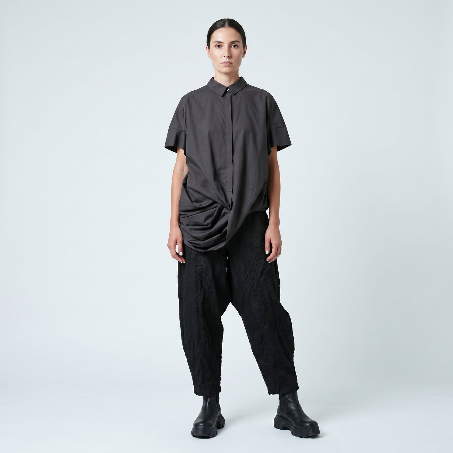 Asymmetric Twisted Cotton Shirt