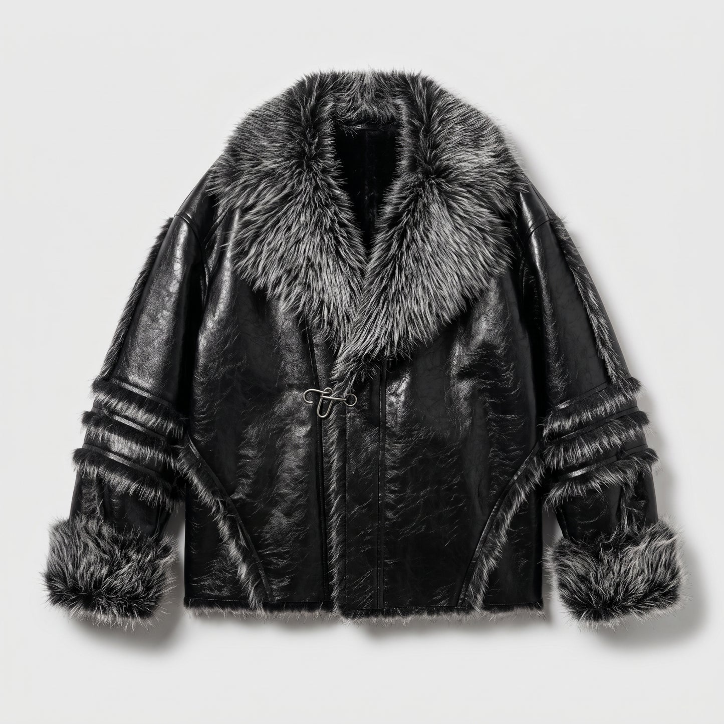 Faux Fur Trimmed Leather Jacket