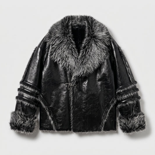 Faux Fur Trimmed Leather Jacket