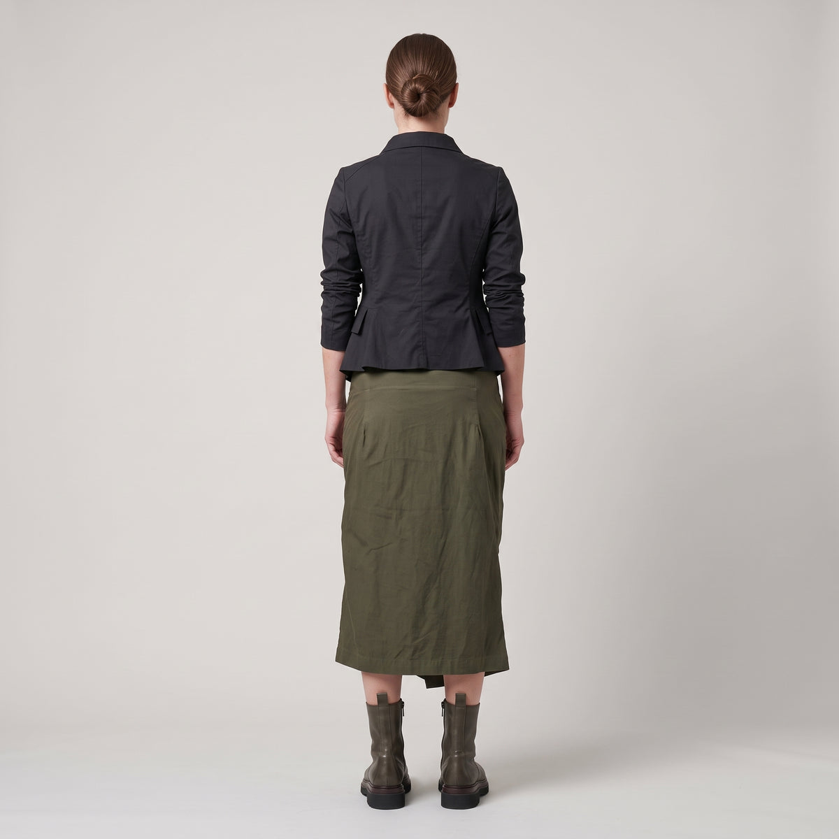 Asymmetric Drape Cotton Midi Skirt