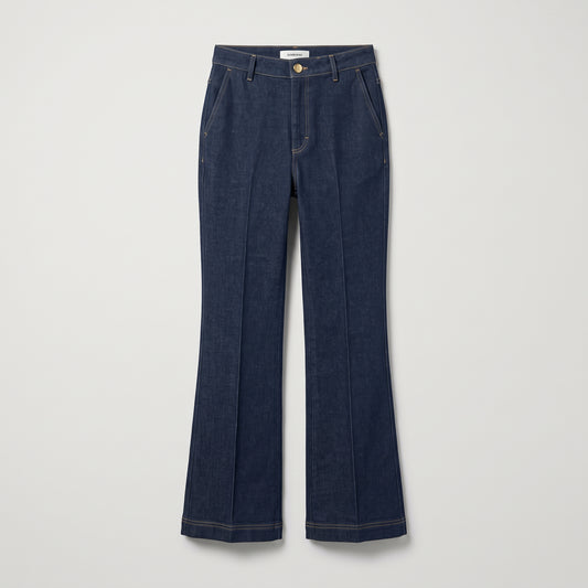 High-Rise Flared Dark Denim