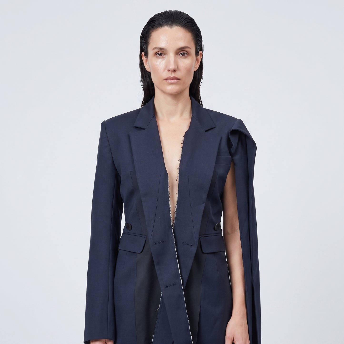 Tailored Navy Deconstructed Blazer