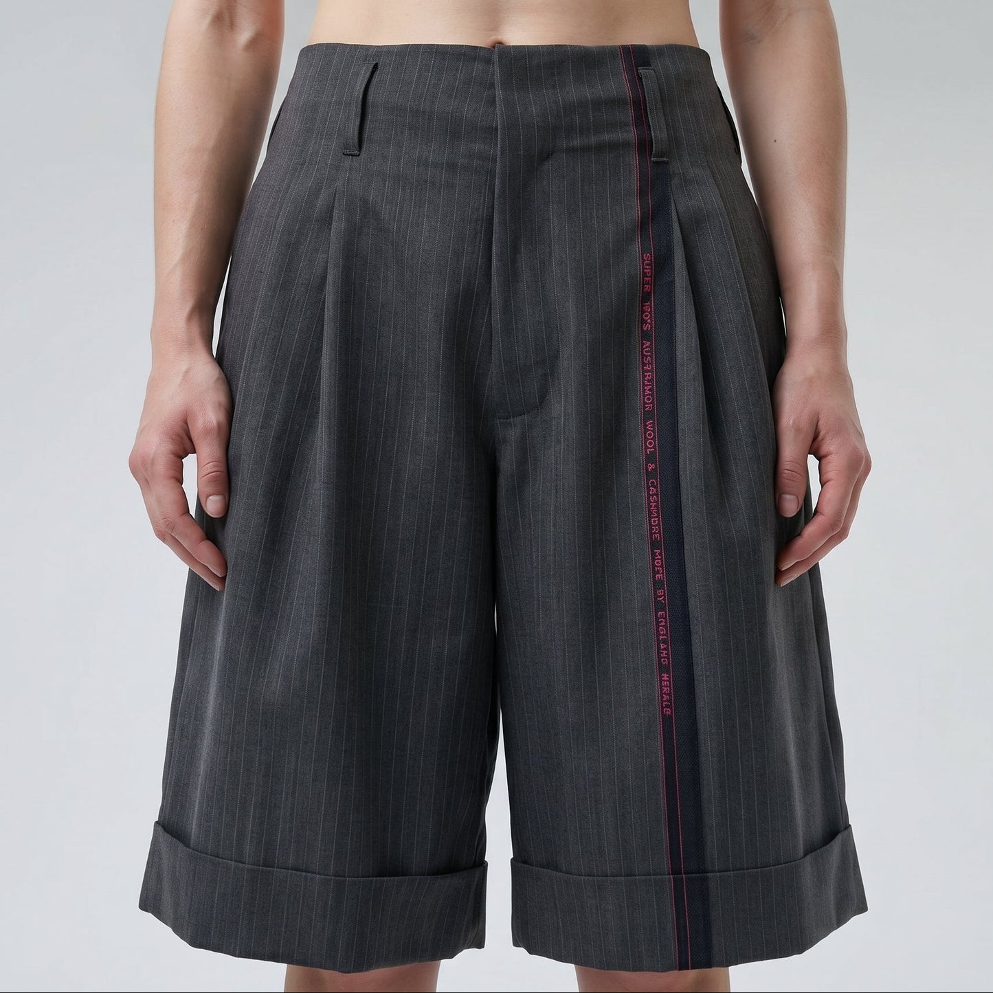 Tailored Pinstripe Wool Shorts