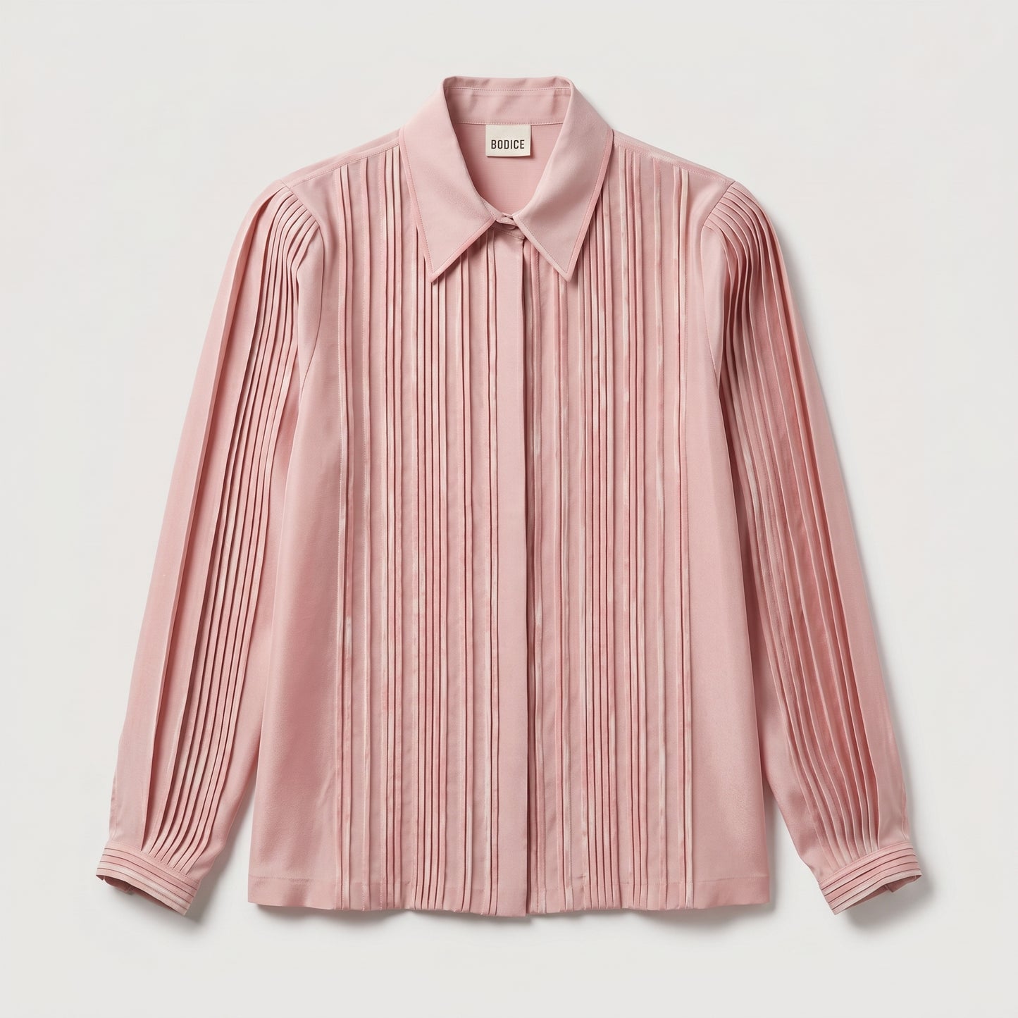 Pleated Pink Button Down Shirt