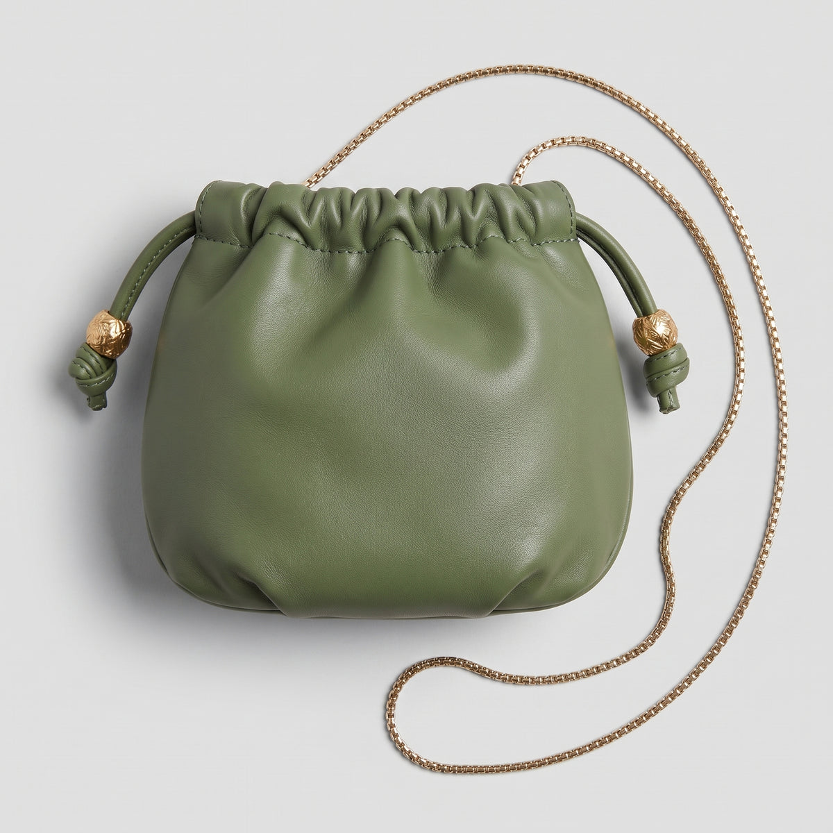 Croc-Embossed Leather Drawstring Bag