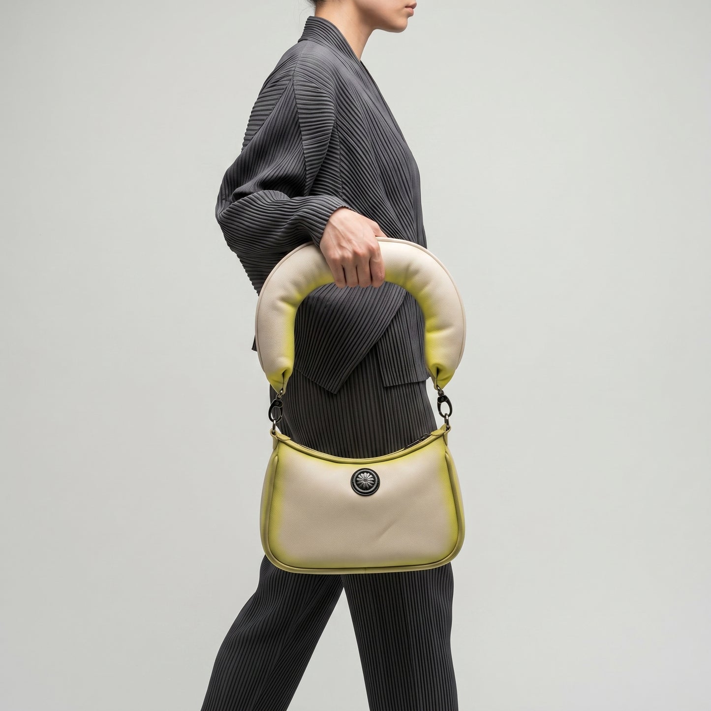 Sculptural Ombre Leather Shoulder Bag