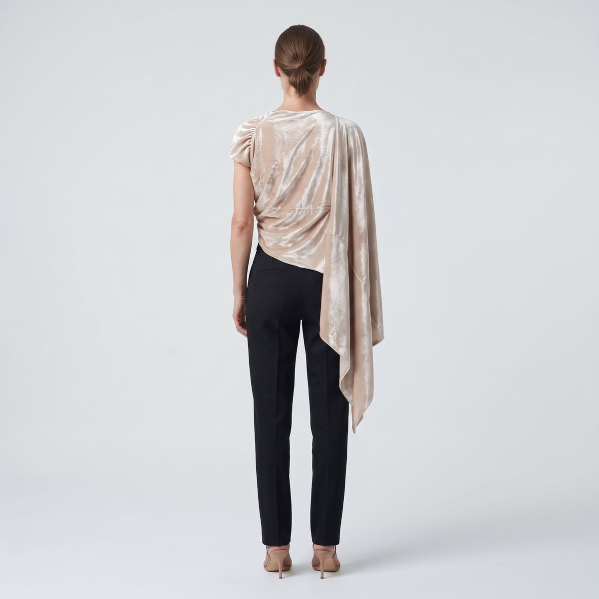 Asymmetric Velvet Draped Top