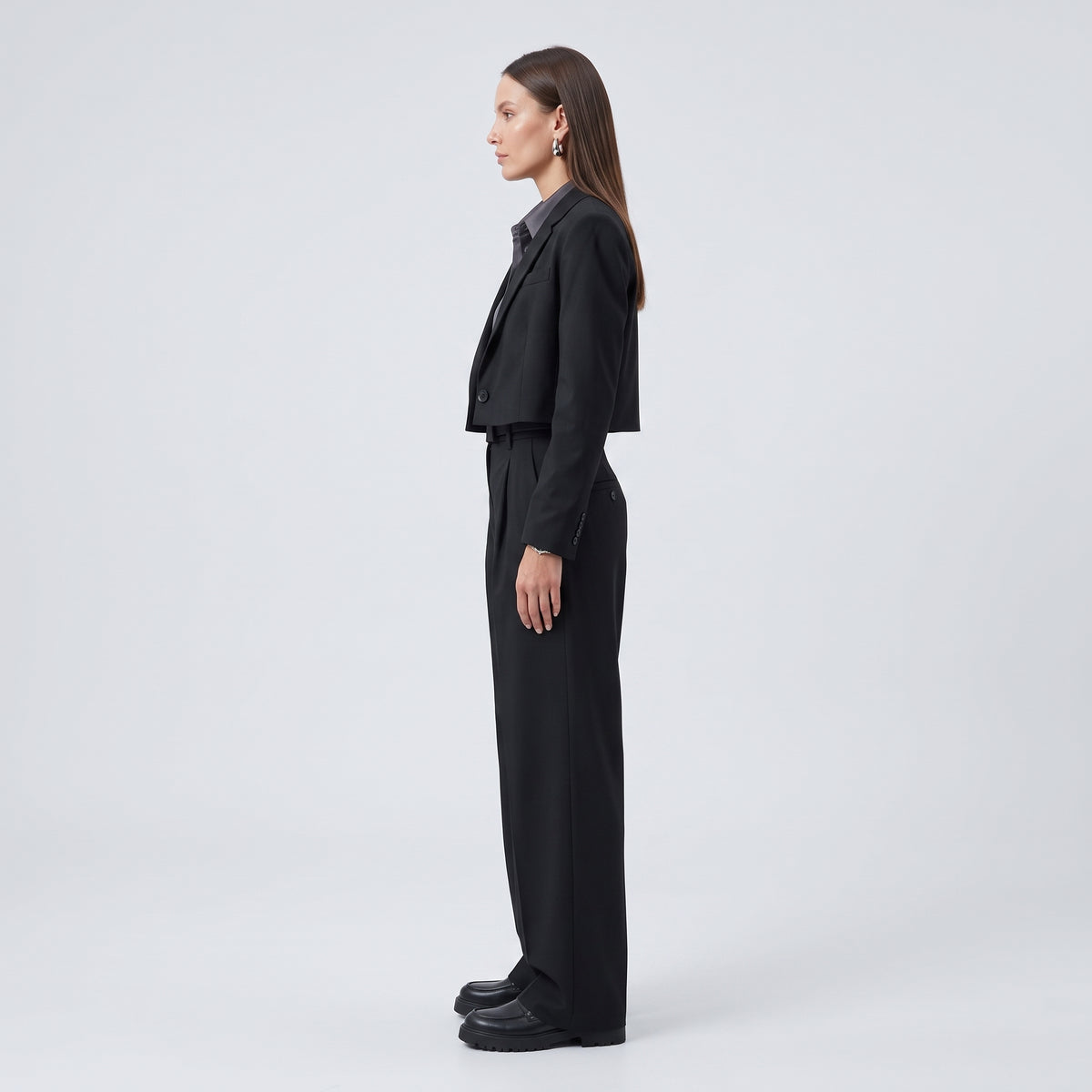 Tailored High-Waisted Pleated Trousers