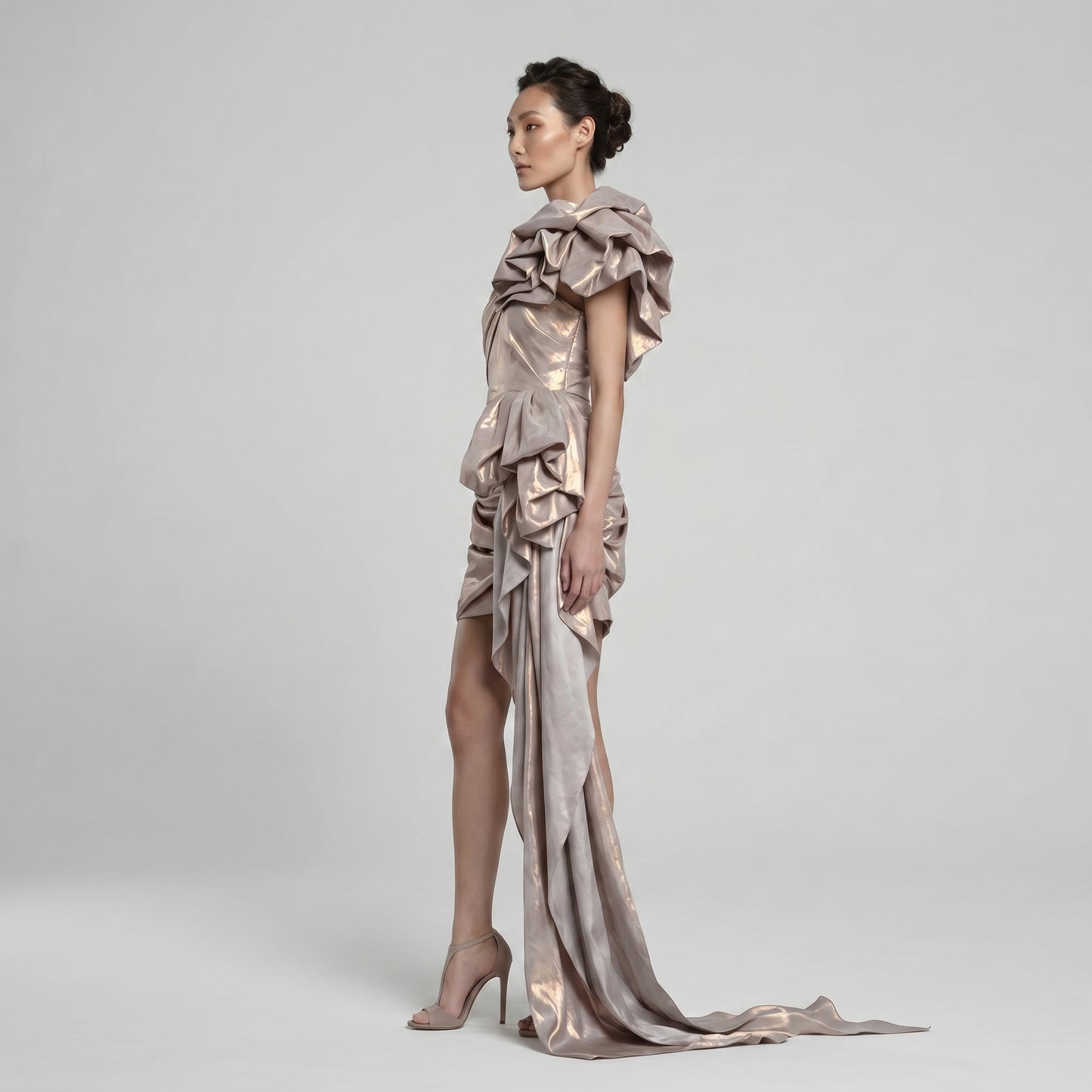 One-Shoulder Metallic Mini Dress