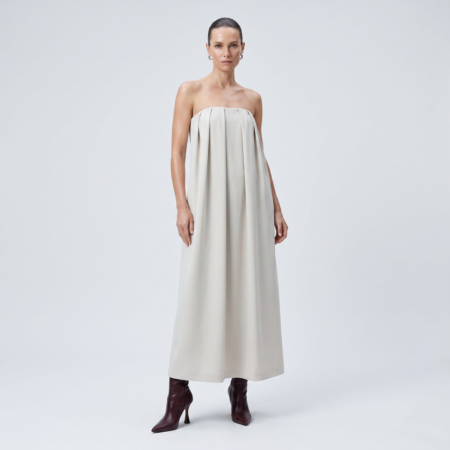 Pleated High-Waisted Maxi Skirt