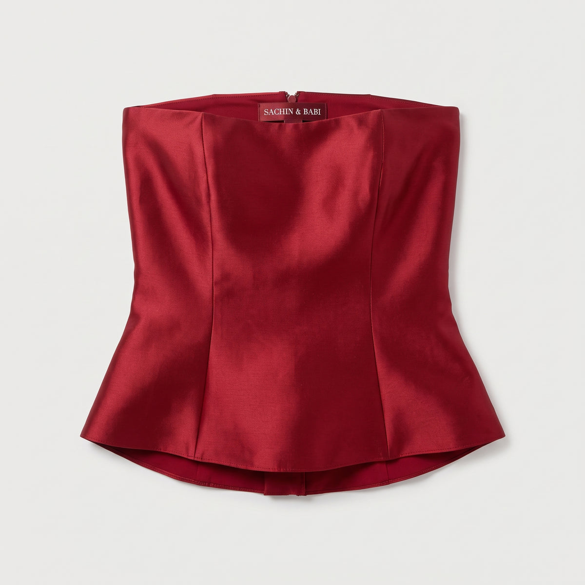 Satin Strapless Peplum Corset Top