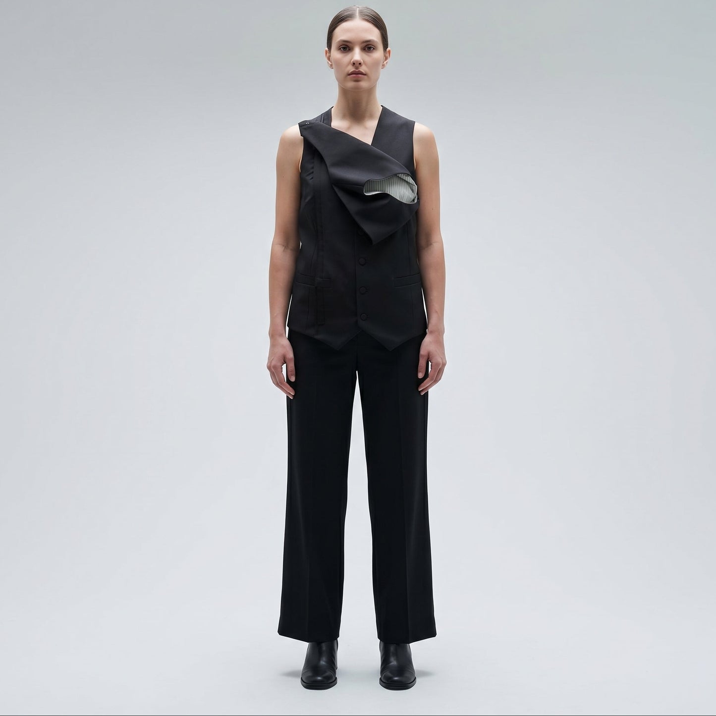 Asymmetric Tailored Layered Vest