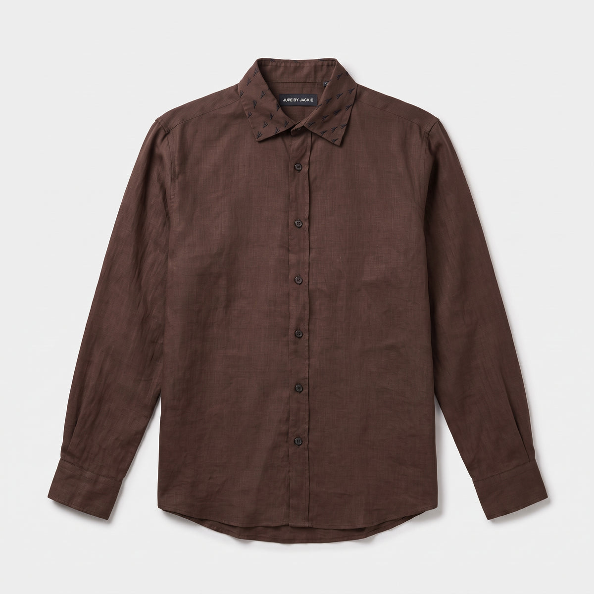Classic Brown Linen Button-Down Shirt