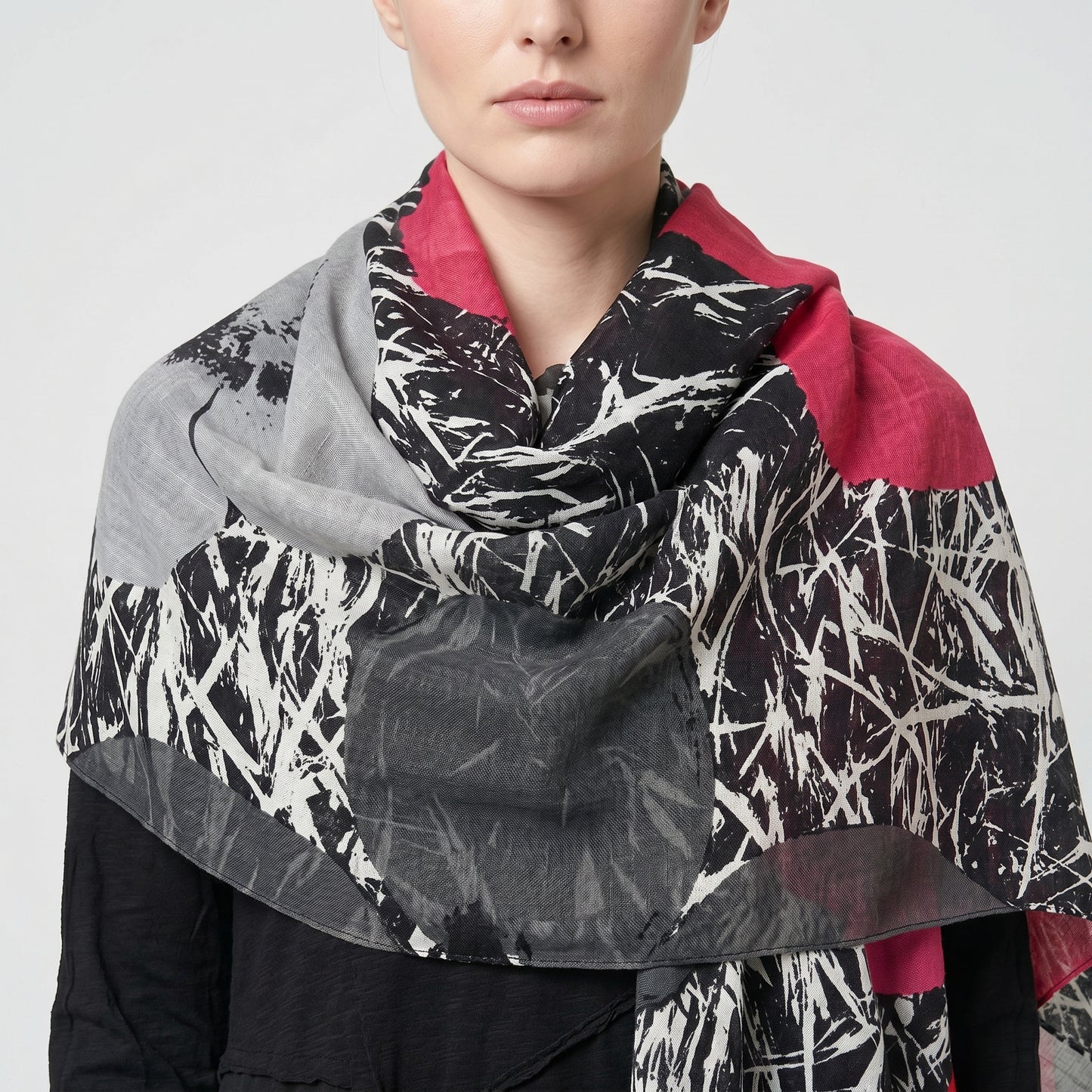 Graphic Floral Print Square Scarf