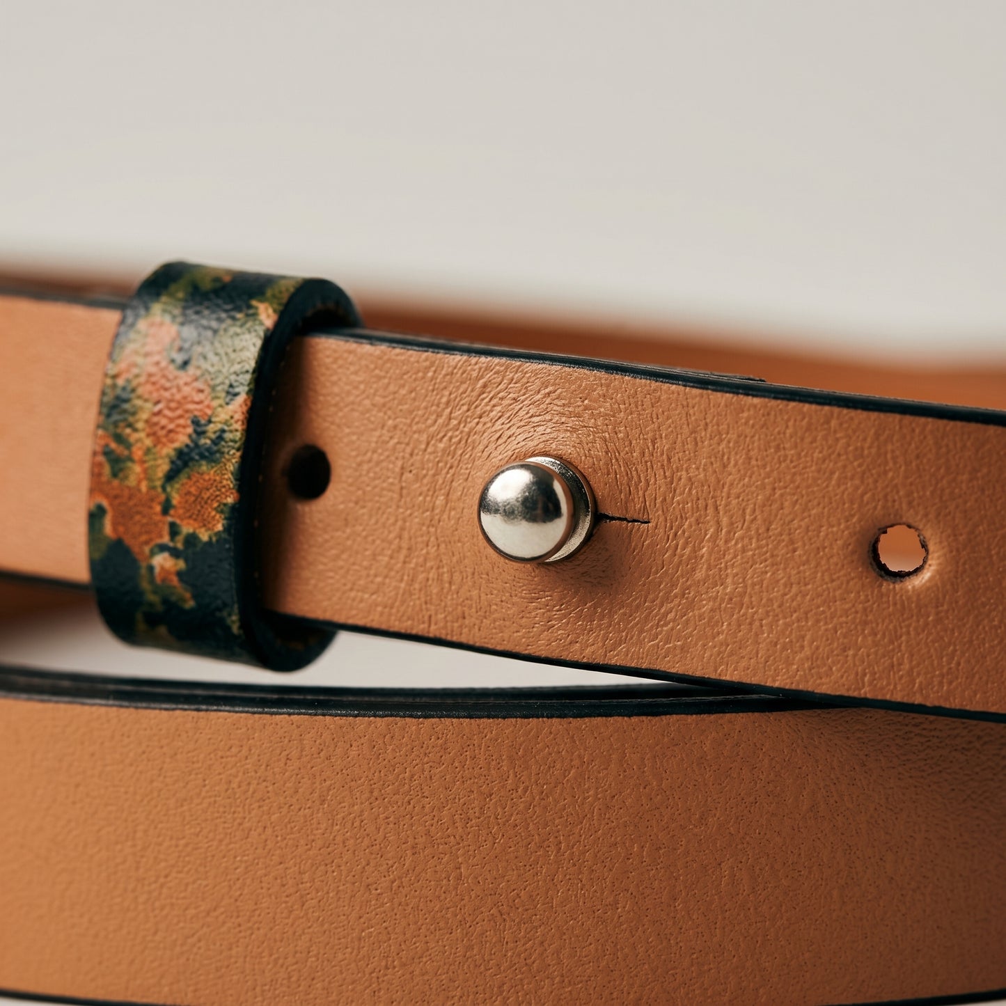 Tan Leather Stud Closure Belt