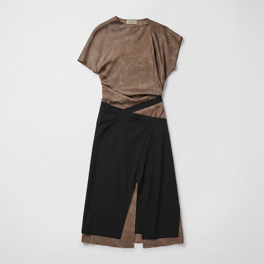Colorblock Marble Print Midi Dress