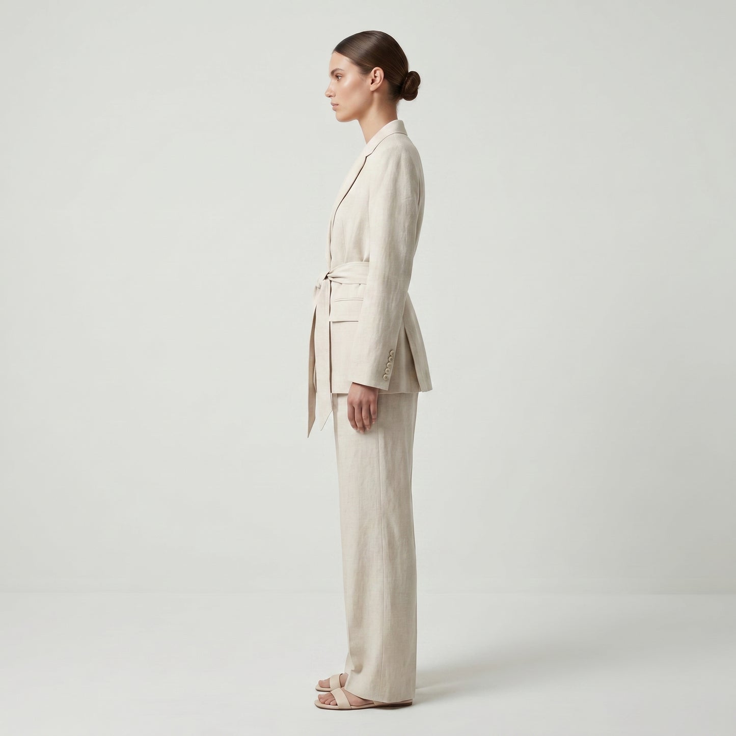 Tailored Linen Belted Blazer