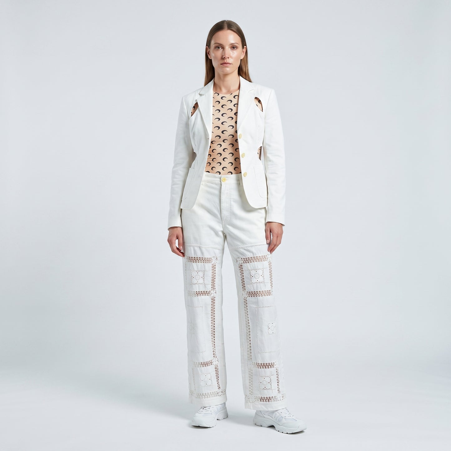 Embroidered Cotton Wide-Leg Trousers