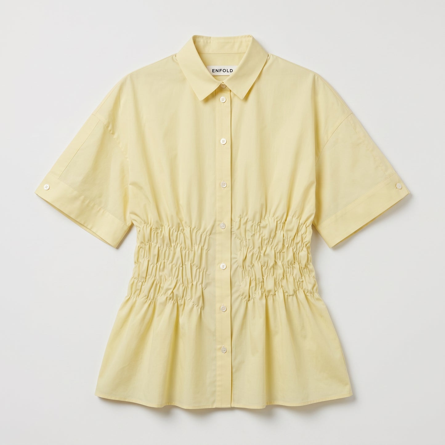 Ruched Waist Pastel Poplin Shirt