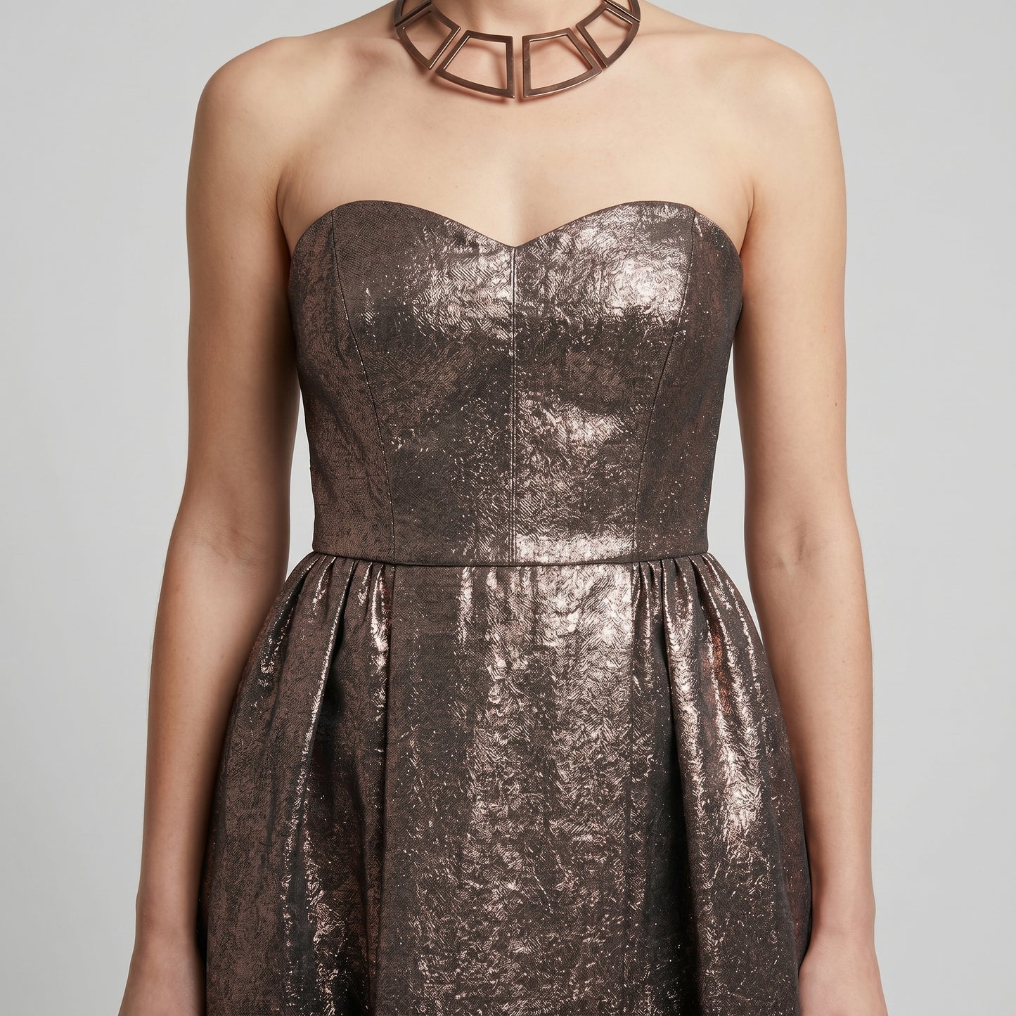 Metallic Strapless Midi Dress