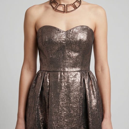 Metallic Strapless Midi Dress