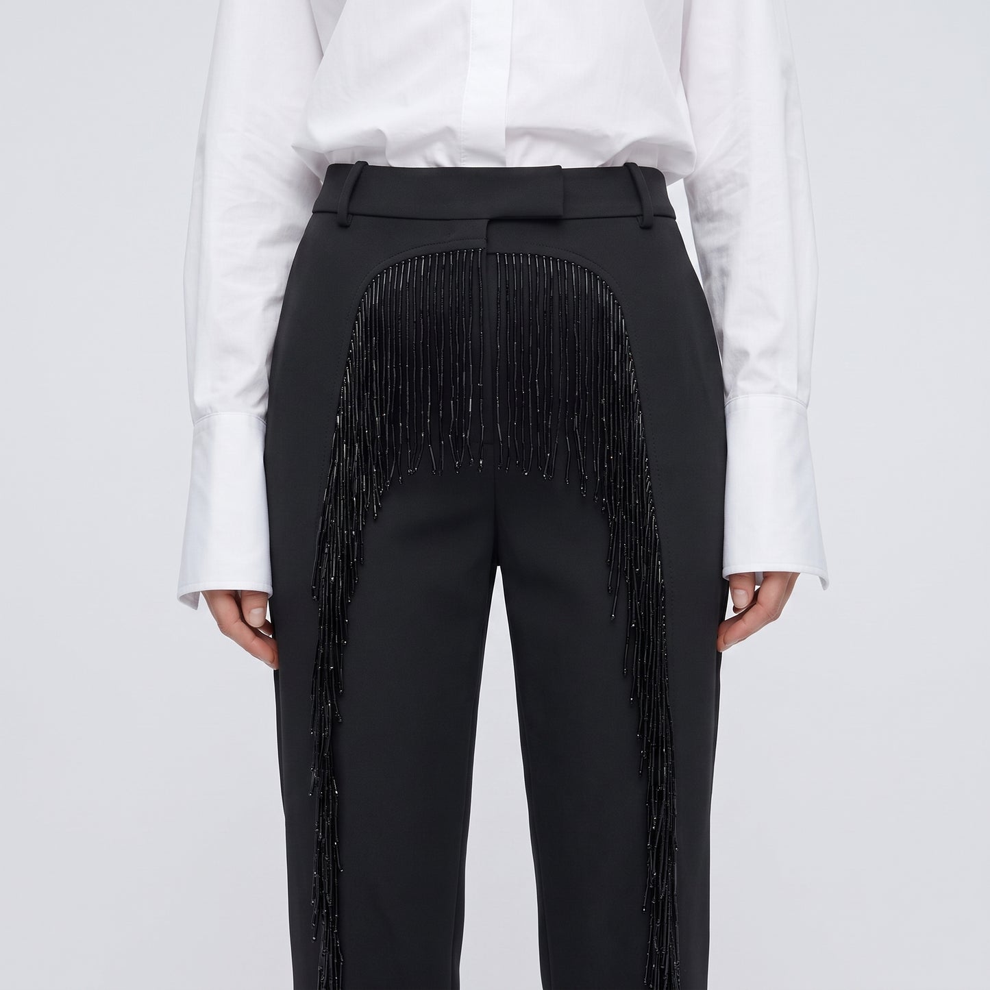 Beaded Fringe Tailored Trousers