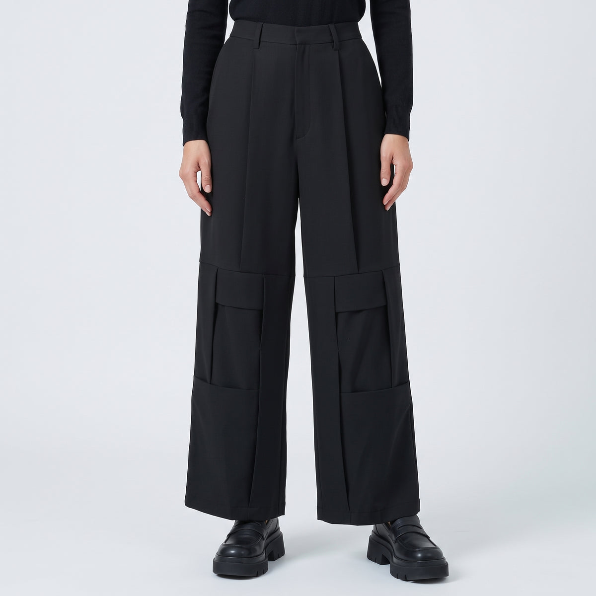 Tailored Wide Leg Cargo Trousers
