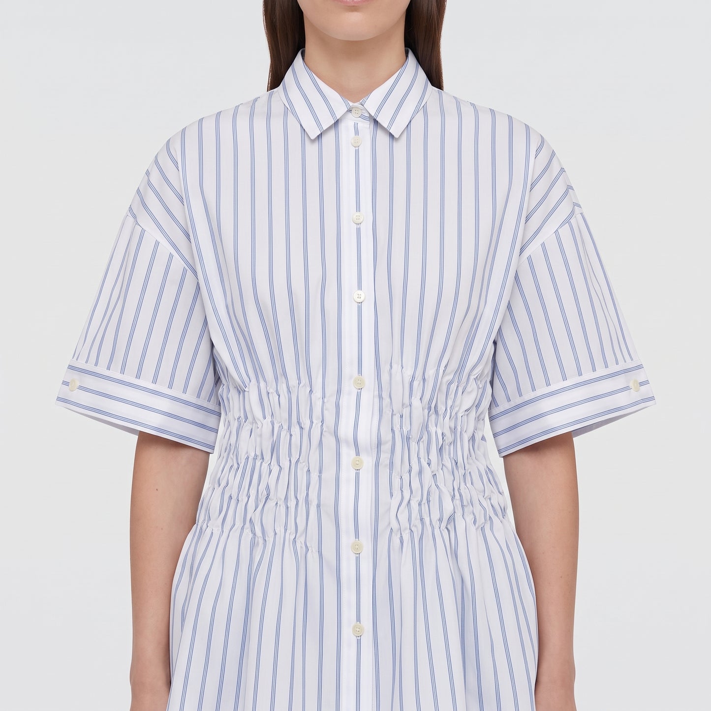 Ruched Waist Striped Shirt