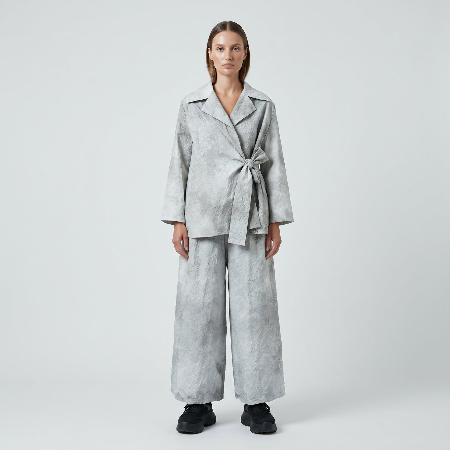 Textured Grey Wrap Jacket