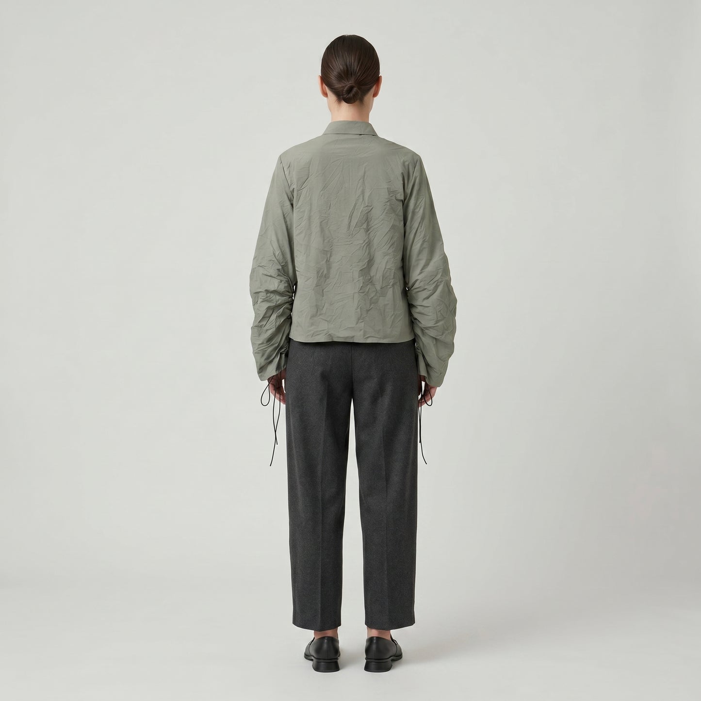 Crinkled Ruched Sleeve Shirt