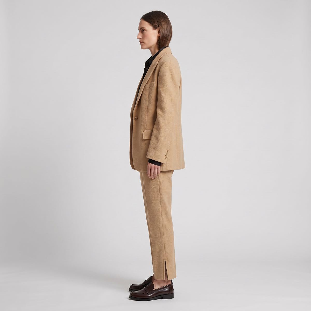 Tailored Beige Cropped Trousers