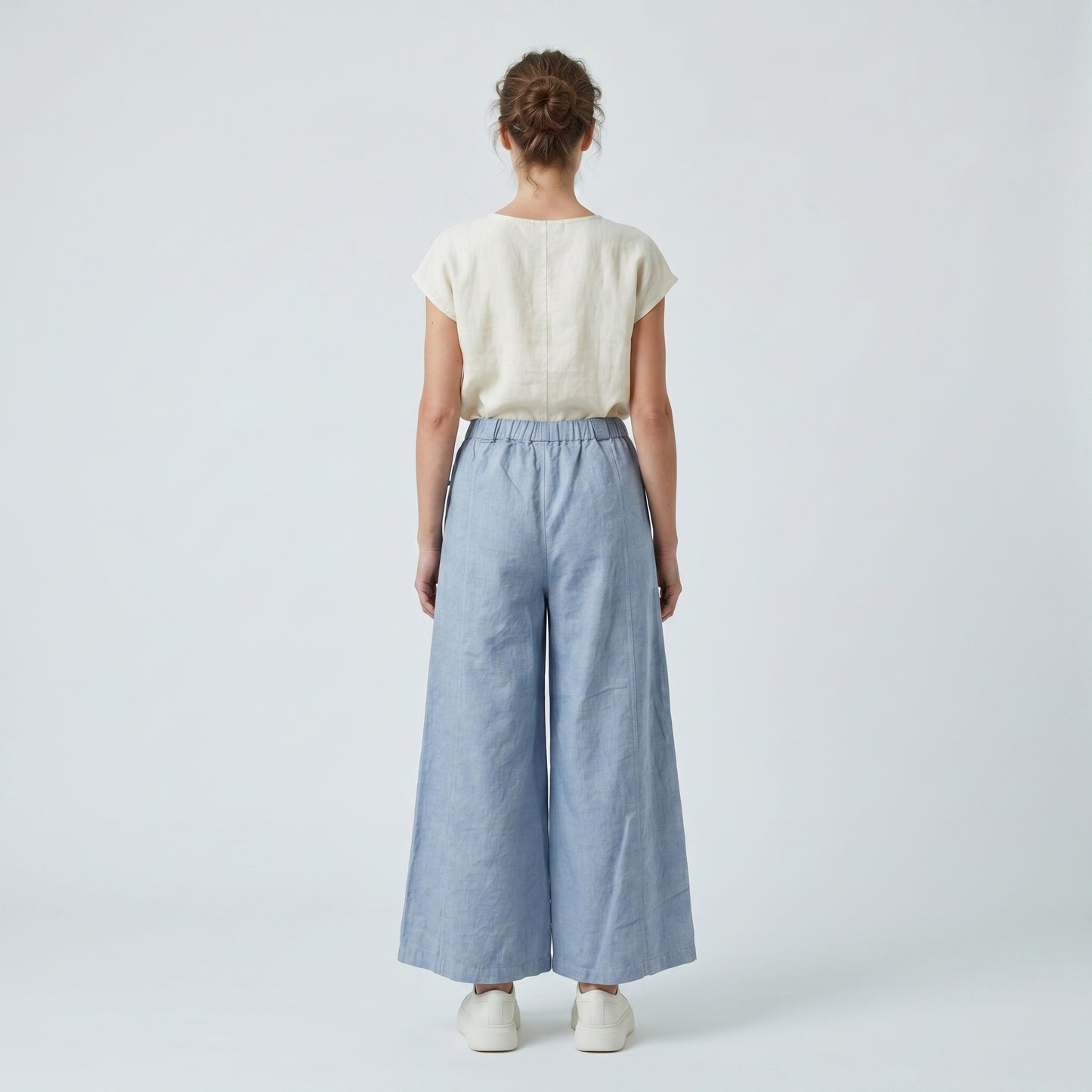 Distressed Raw Edge Wide Trousers