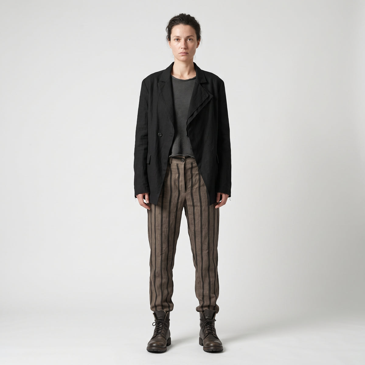Tailored Striped Linen Trousers