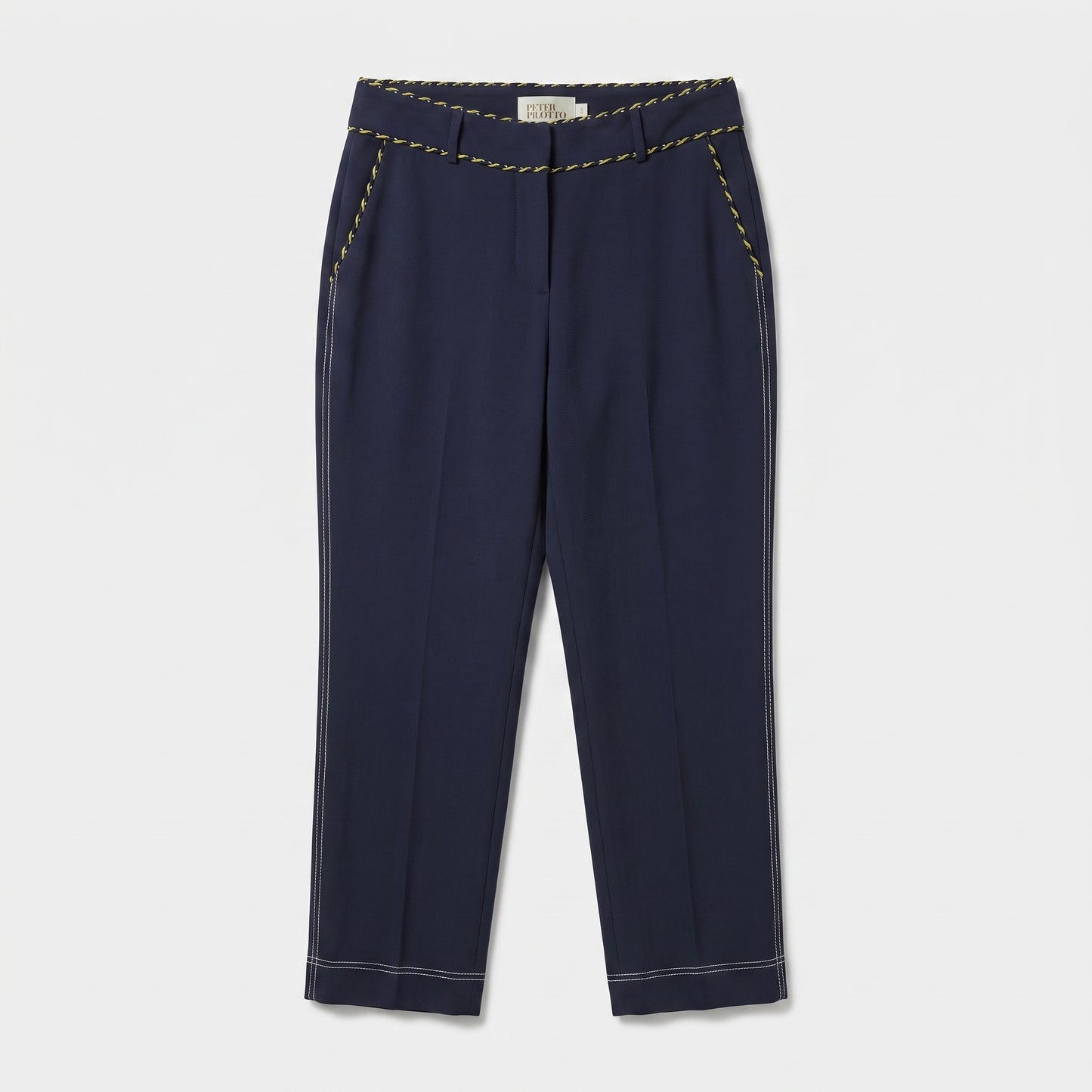 Navy Tailored Contrast Stitch Trousers
